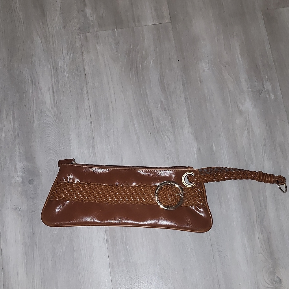 Necessary Objects Brown Leather Braided Wristlet